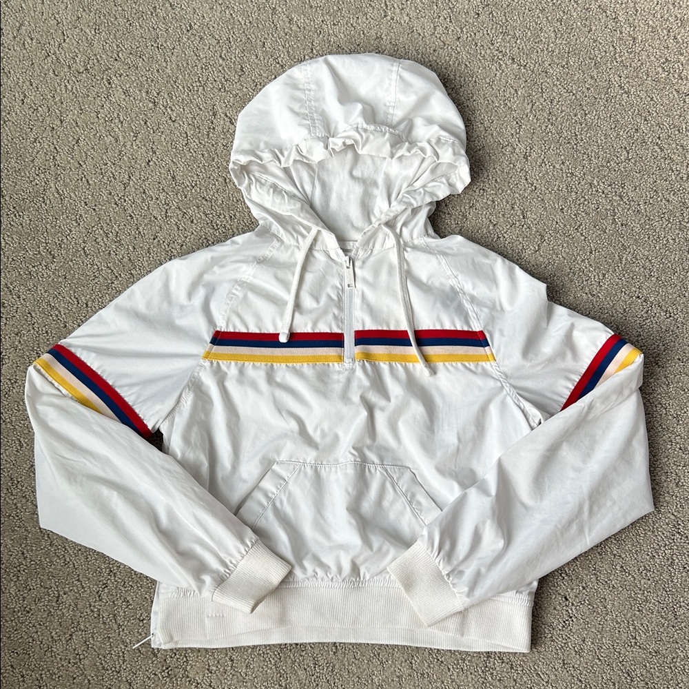 Hollister Quarter Zip Pullover Windbreaker Jacket Retro Lined Coat 80s Stripe XS